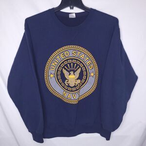 Vintage United States Navy Sweatshirt Mens Medium Navy Fleece